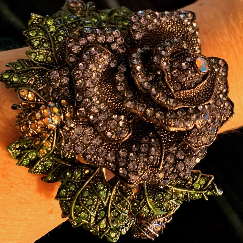 Vintage Edwardian Style Crystal Rhinestone Cuff